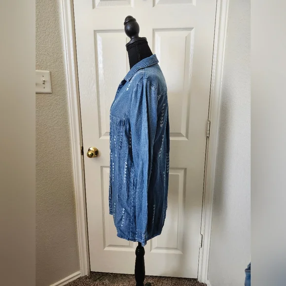 Cloth & Stone Anthropologie Denim Blue Button-Down Shirt Dress S - Picture 8 of 9